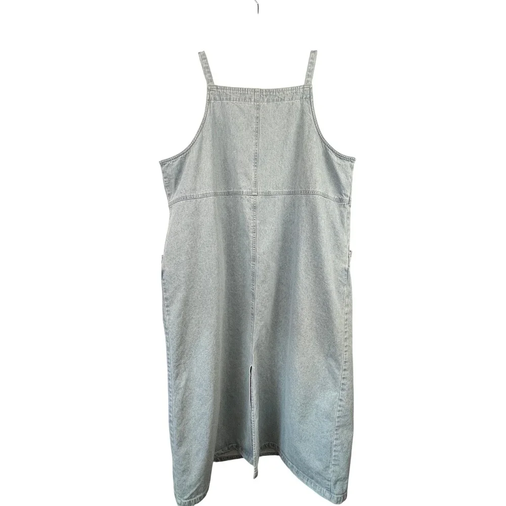 Denim & Co Denim Sleeveless Overall Jumper Maxi Dress Size 1X Modest Cottagecore